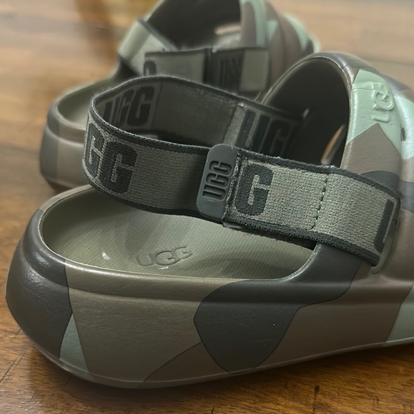 UGG Green and Brown Puffy Strapped Sandals - Picture 6 of 9